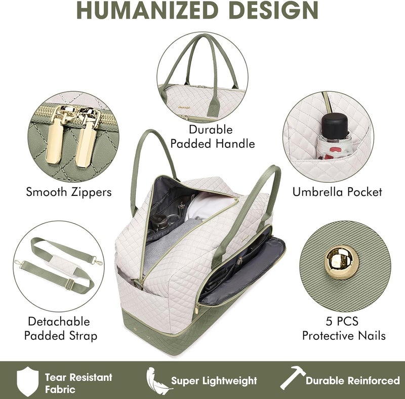 LUOCIP Travel Duffle Bag Weekender for Women - Carry-On Overnight Bag Personal Item Bag with Shoe Compartment & Wet Pocket Large Weekend Tote Bags with Toiletry Bag Hospital Bags for Labor and Delivery - Image 3